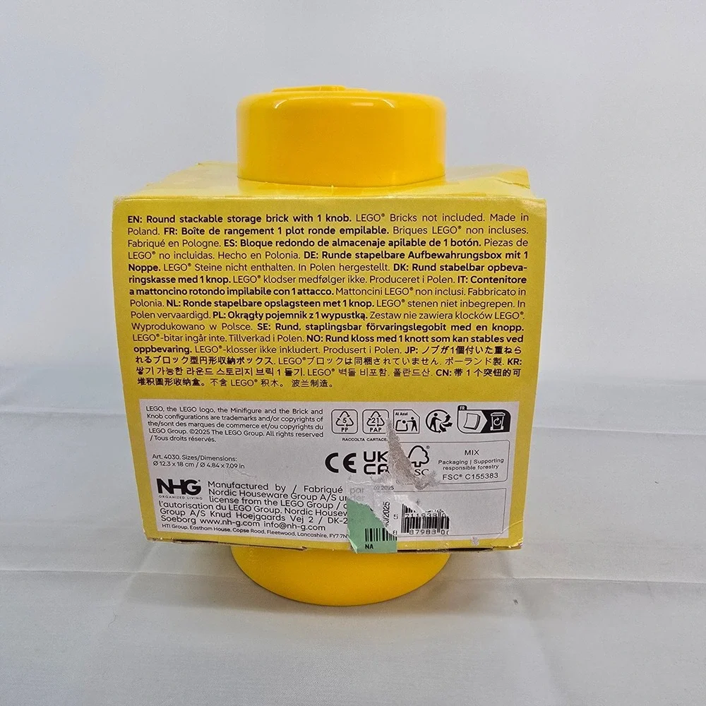 LEGO Round Storage‎ Brick 1 Knob Yellow Stackable Container Art 4030